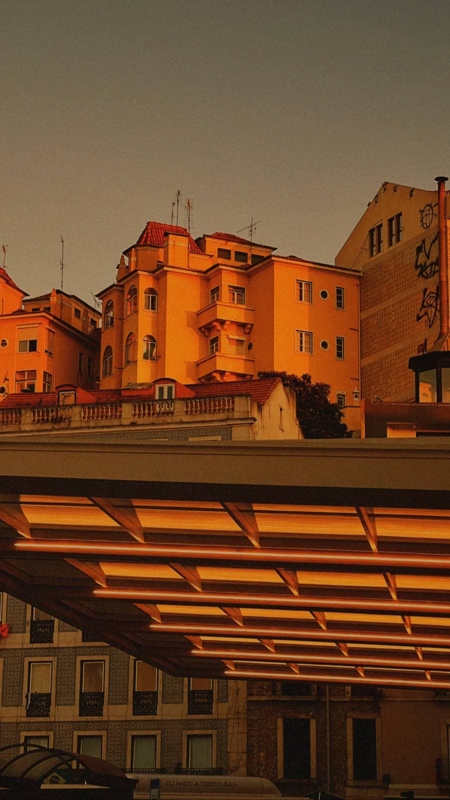 Amber City, Neon Divide — Alfama, Lisbon · Fine Art Print
